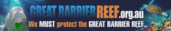 save-the-reef Colourful banner showing the great barrier reef blog logo, dugong and reef life