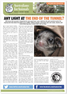 Australians for Animals September 2021 Newsletter Cover